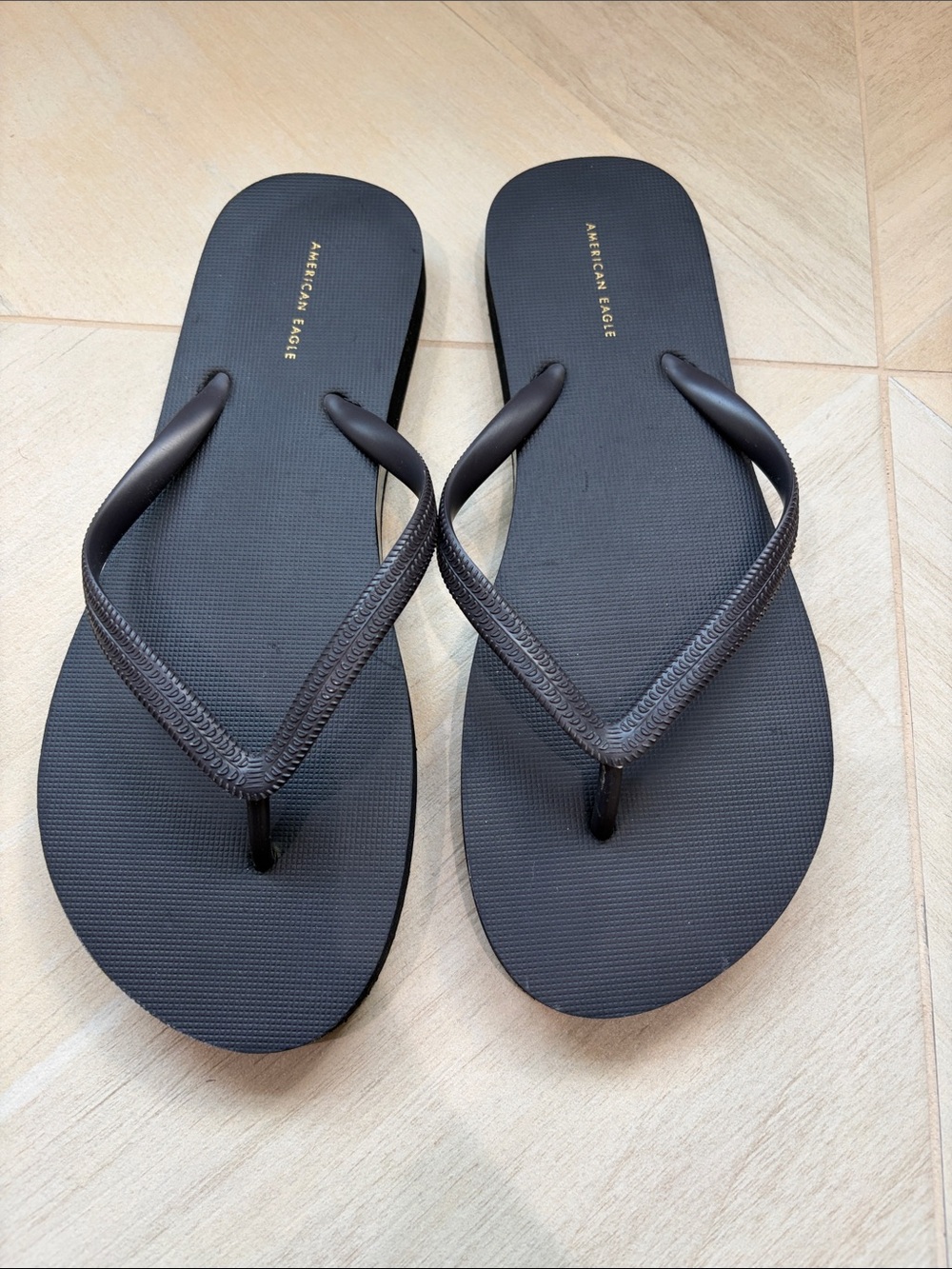 American Eagle Outfitters Black Rubber Flip Flops